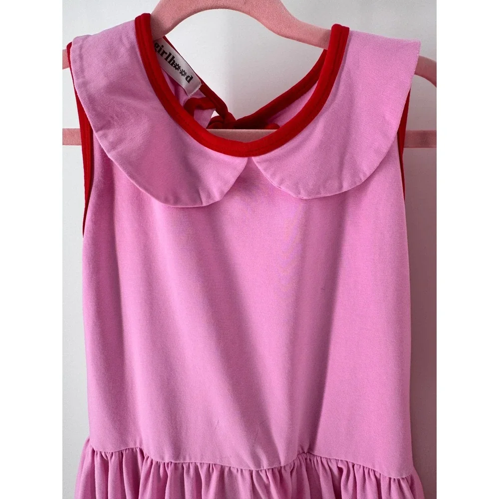 Girlhood Ruffle Hem Dress Kids 8 10‎ Pink Good Peter Pan Collar Sister Set